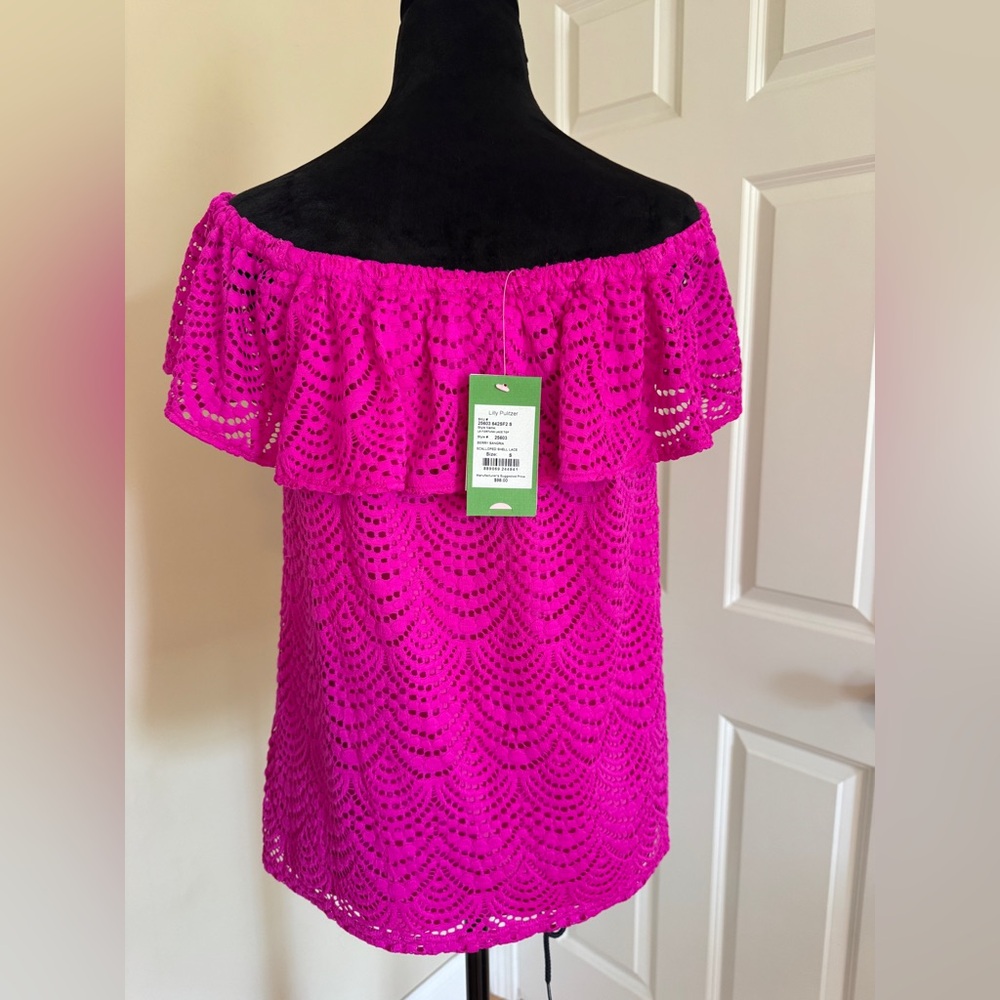 Lilly Pulitzer La Fortuna Berry Sangria Off-Shoulder Ruffled Tank NWT size Small